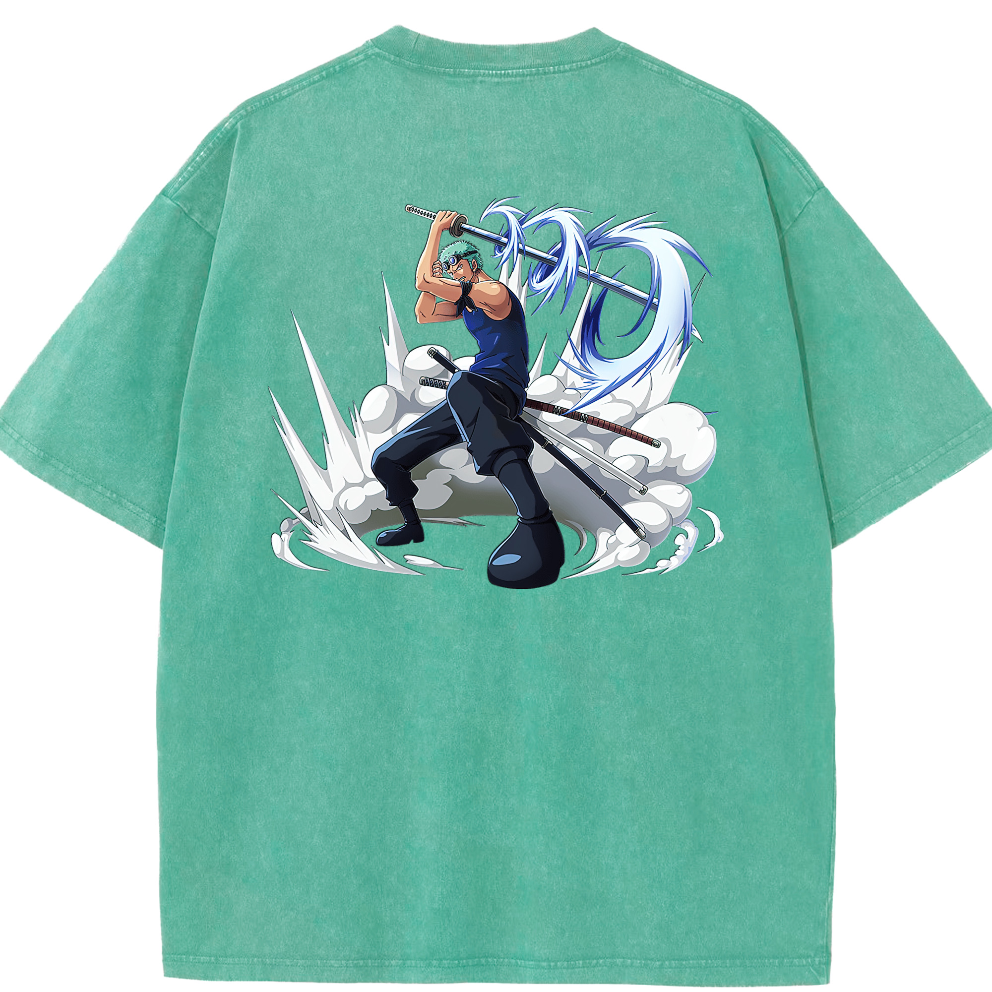 ワンピース ロロノア・ゾロ ONE PIECE Roronoa Zoro 綿100% ヴィンテージ風 半袖Tシャツ（背面プリント）